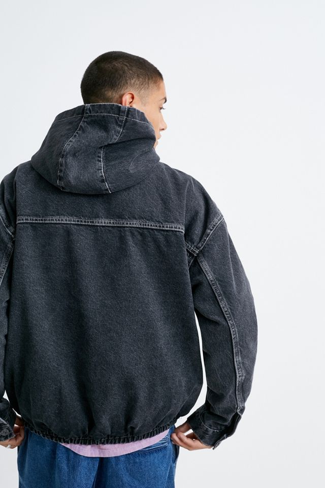 UO - Veste à capuche zippée en denim noir délavé #3