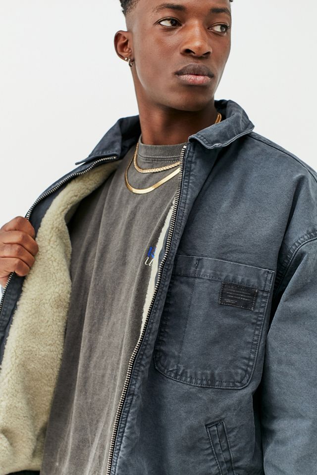 BDG Slate Borg Lined Zip-Through Worker Jacket #2