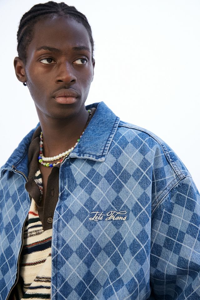 iets frans... - Veste Harrington en jean à losanges bleue #3