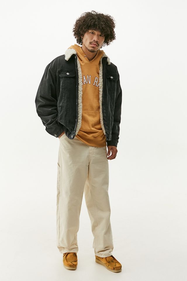 BDG Black Washed Corduroy Sherpa Jacket Urban Outfitters UK