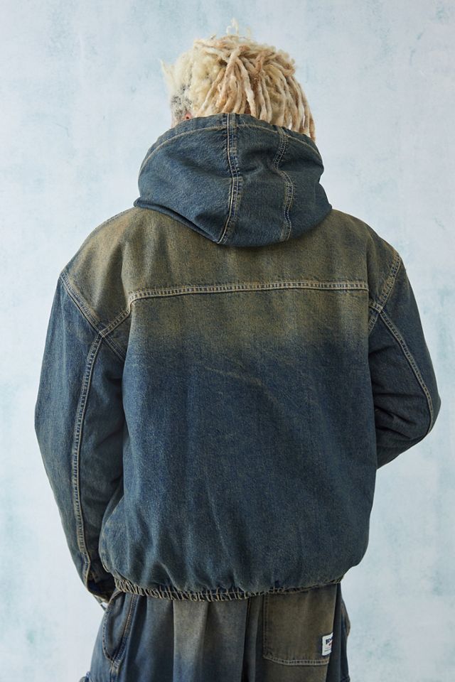 BDG Rex Stone Tinted Denim Borg Fored Skate Hoodie #3