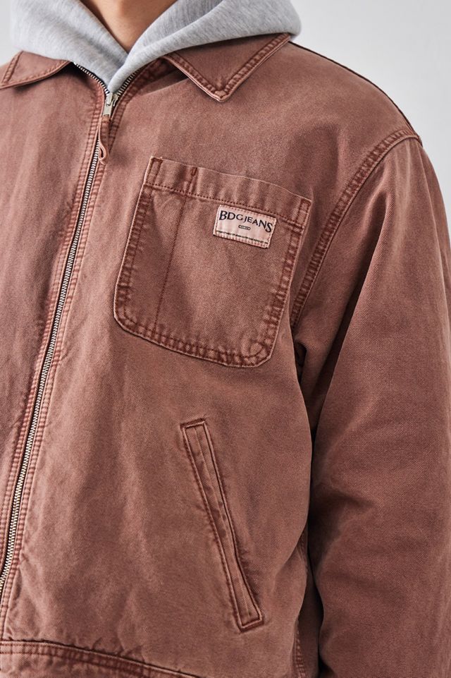 BDG Brown Borg-Lined Canvas Zip-Through Jacket #1