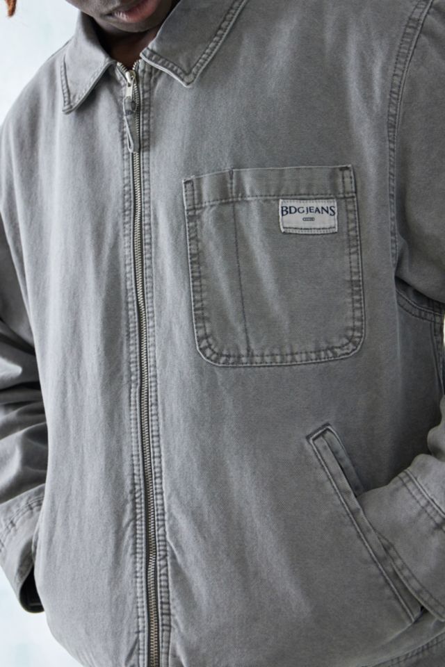 BDG Washed Grey Borg-Lined Canvas Zip-Through Jacket #2