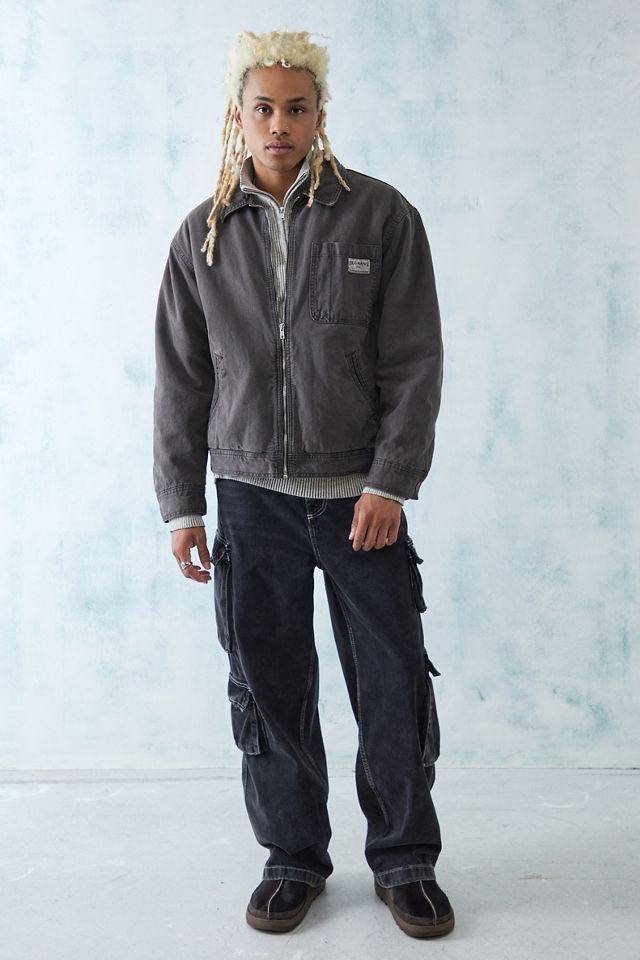 BDG Washed Black Borg-Lined Canvas Zip-Through Jacket  #2