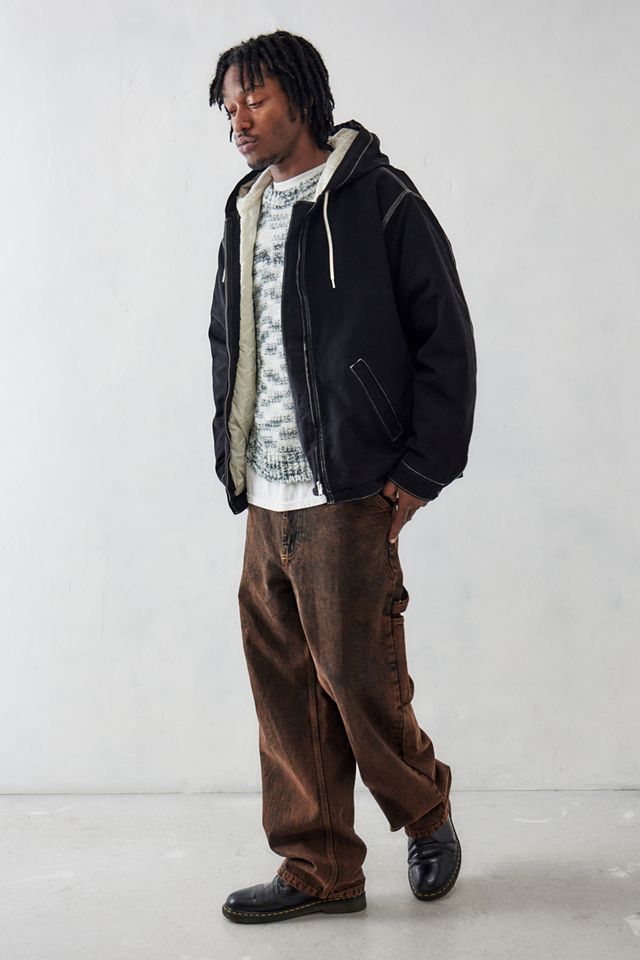 BDG Sudadera con capucha de skate de lona negra Rex #1