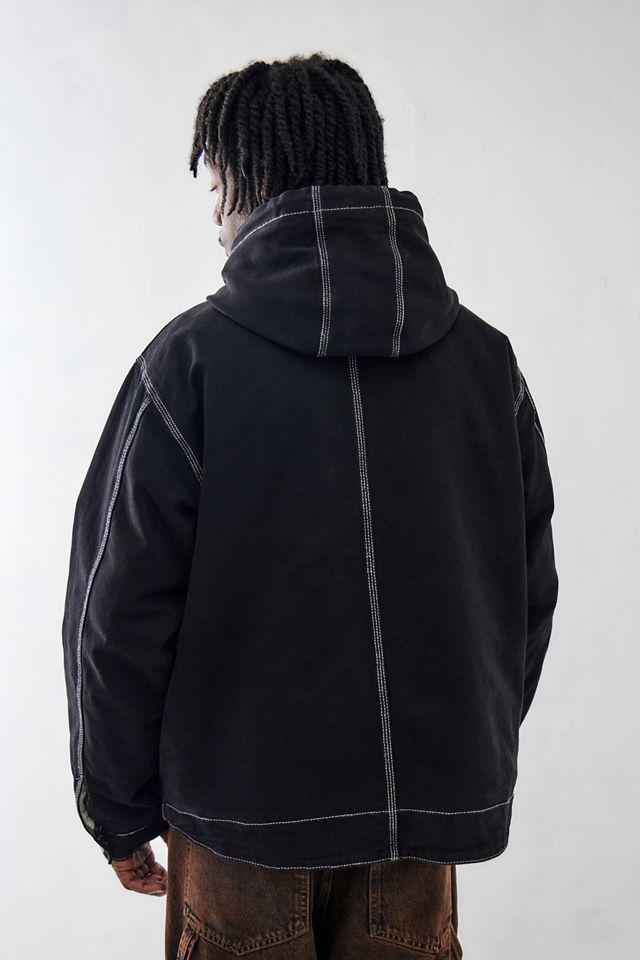 BDG Sudadera con capucha de skate de lona negra Rex #4