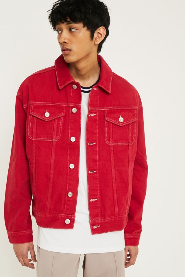 BDG Giacca Trucker in Denim Rosso Overdyed #2
