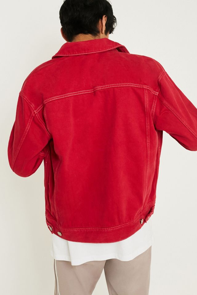 BDG Giacca Trucker in Denim Rosso Overdyed #3