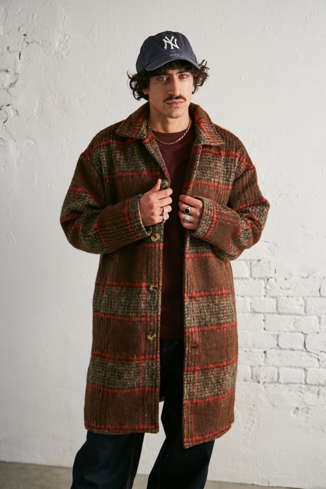 UO Brushed Plaid Mac Coat