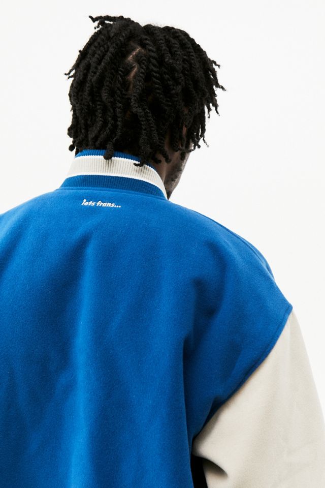 iets frans... Blue & Ecru Melton Varsity Jacket #1