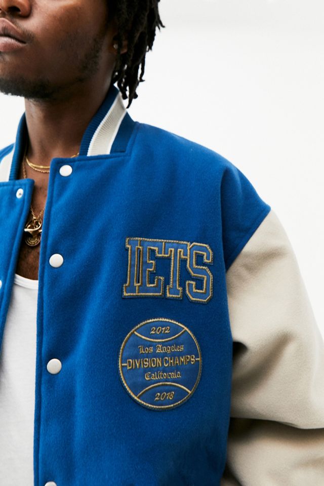 iets frans... Blue & Ecru Melton Varsity Jacket #2