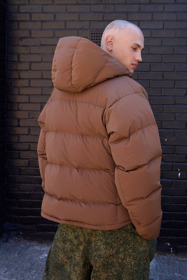 Veste à capuche matelassée en duvet Gramicci marron #3