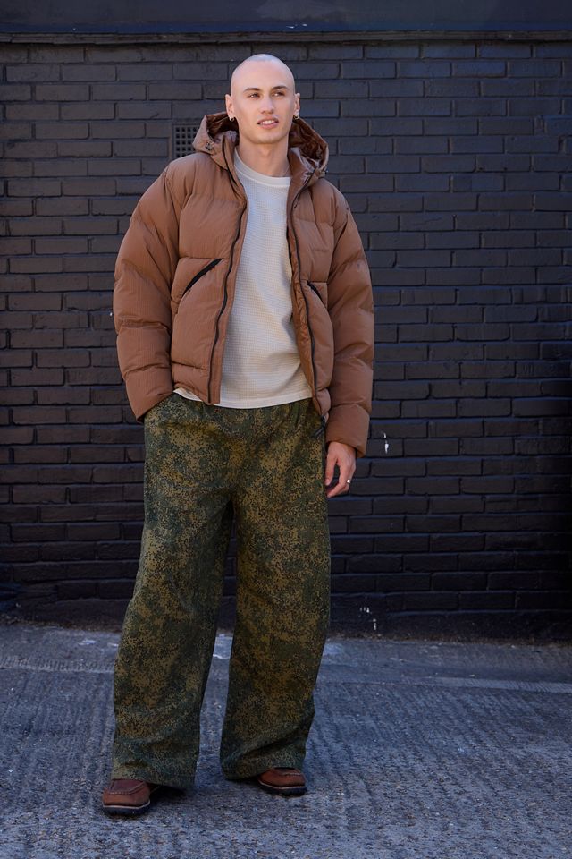 Veste à capuche matelassée en duvet Gramicci marron #4