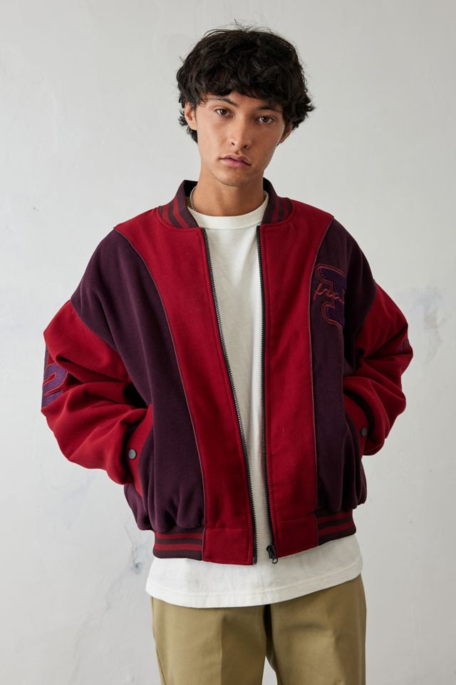 iets frans... Burgundy Melton Varsity Jacket