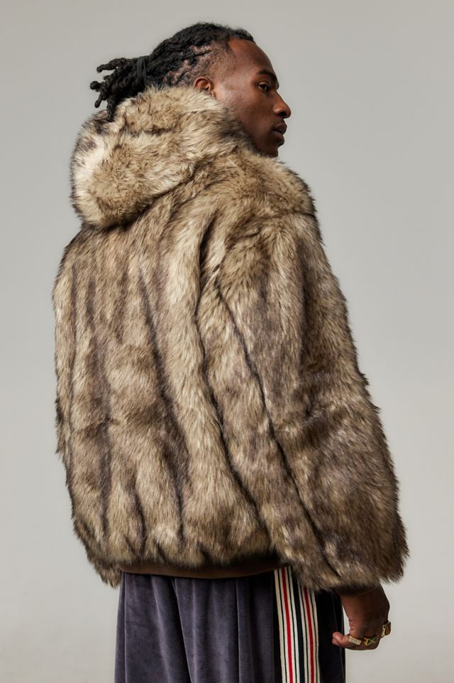 BDG Dark Brown Silvio Faux Fur Hoodie #3