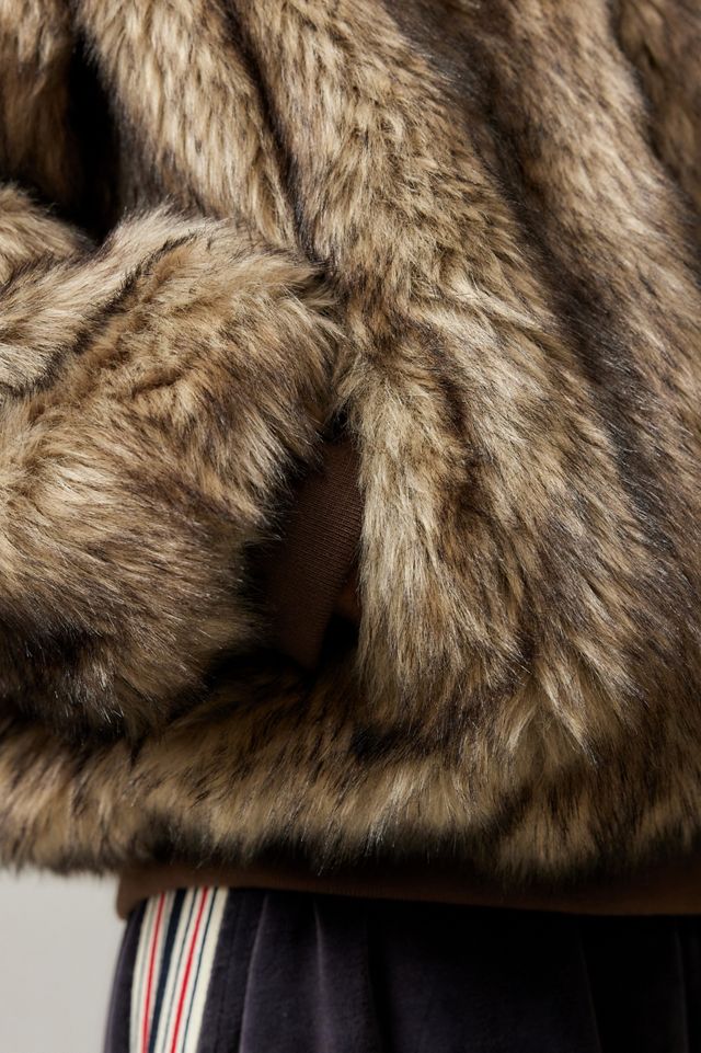 BDG Dark Brown Silvio Faux Fur Hoodie #4
