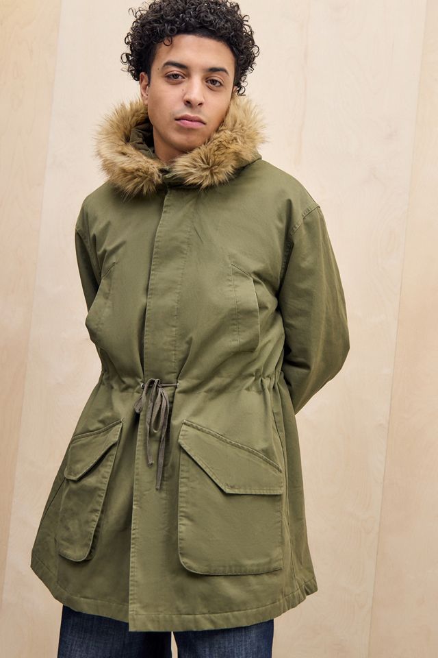 BDG Green Faux Fur Hood Parka #1
