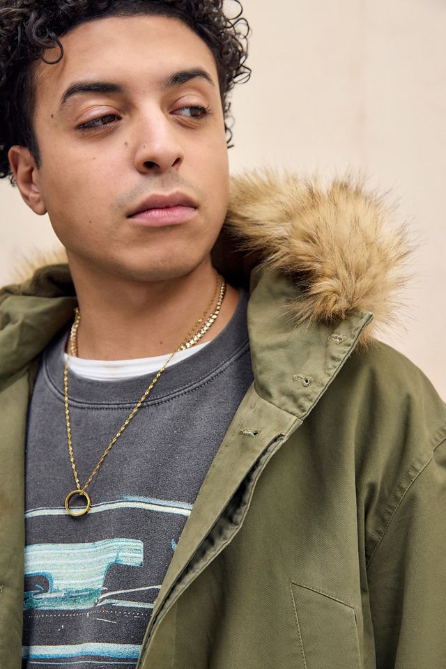 BDG Green Faux Fur Hood Parka #2