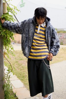 BDG Blue Silvio Faux Fur Hoodie