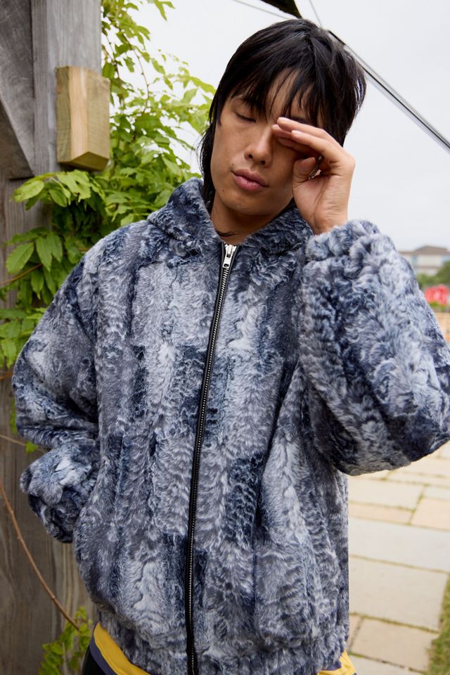 BDG Blue Silvio Faux Fur Hoodie #4