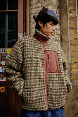 Ayker Karierte Borg Zip-Fleecejacke
