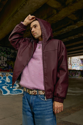 Sweat à capuche de skate en simili cuir bordeaux Silvio en taille: TTP - BDG - Modalova
