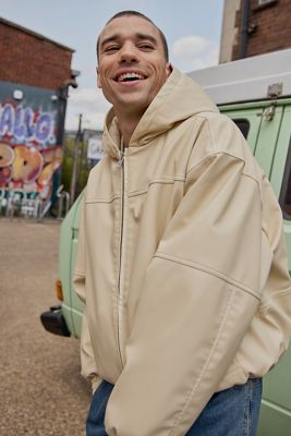 BDG Ecru Silvio Faux Leather Skate Hoodie