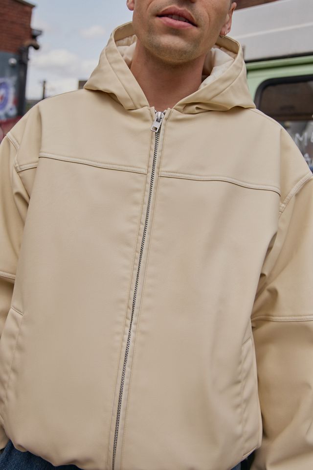 BDG Ecru Silvio Faux Leather Skate Hoodie #2