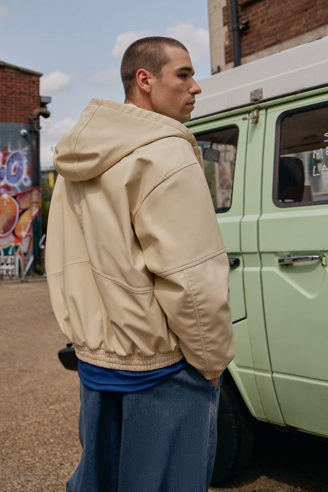 BDG Ecru Silvio Faux Leather Skate Hoodie #4