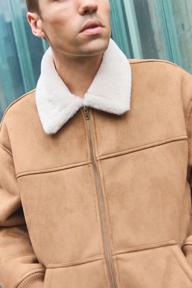 BDG Tan Michi Faux Shearling Collar Jacket #1