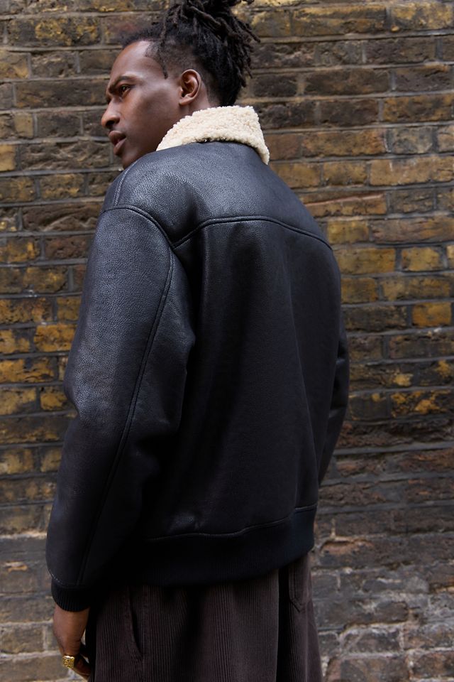 BDG Black Michi Faux Shearling Collar Jacket #3