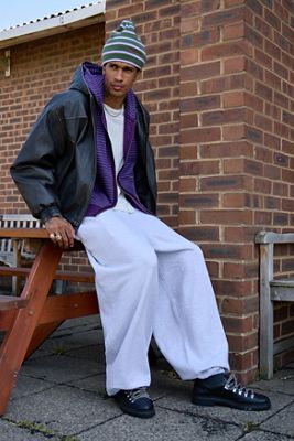 BDG Silvio Zip-Through Kunstleder Skate Kapuzenpullover