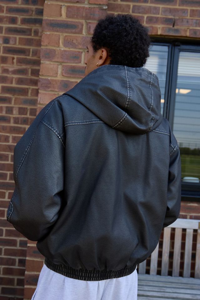 BDG Silvio Zip-Through Faux Leather Skate Hoodie #3