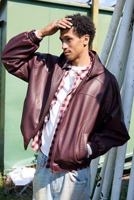 BDG Silvio Zip-Through Kunstleder Skate Kapuzenpullover