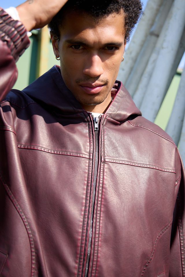 Sweat à capuche de skate BDG Silvio à fermeture éclair en simili cuir #3