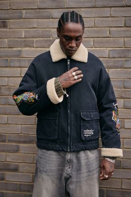 Ed Hardy UO Exklusive Schwarze Fleecejacke