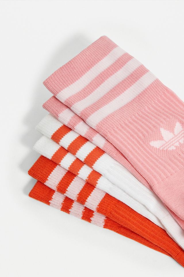 adidas White, Pink and Red Mid Cut Crew Socks 3-Pack #1
