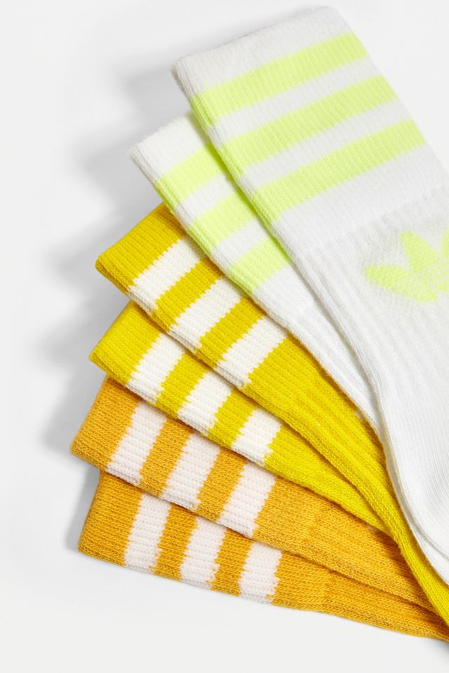 adidas Yellow Mid Cut Socks 3-Pack #1
