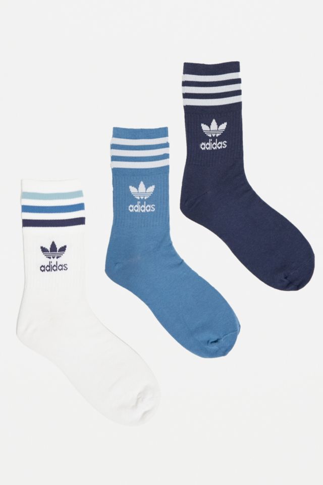 adidas Blue & White Logo Socks 3-Pack | Urban Outfitters UK