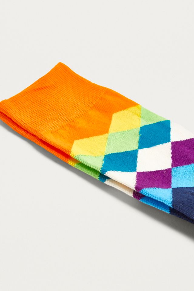 Happy Socks Faded Diamond Navy Socks #1