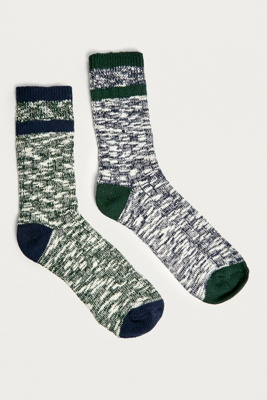 Lot 2 Paires Chaussettes Hautes Rayées Vertes Blanches Femme - Au-dessus Genou Noël
