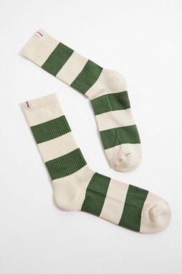 BDG Ecru & Green Stripe Socks 
