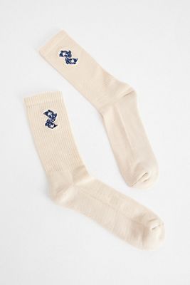 UO Ecru Koi Embroidered Socks