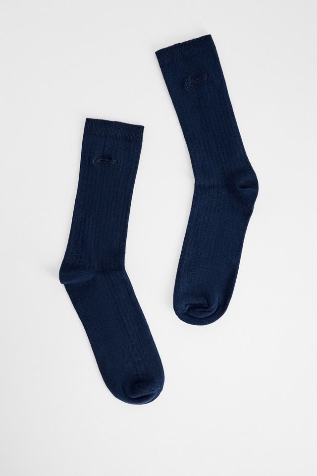 Loom Navy Ribbed Socks | Urban Outfitters UK