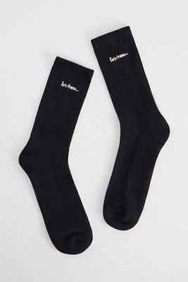 iets frans... Black Embroidered Socks