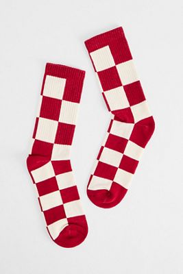 UO Red & White Checkerboard Socks