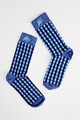 iets frans... Chaussettes à carreaux bleues