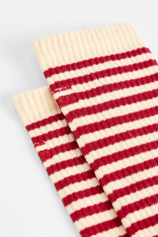 UO Red Stripe Grunge Socks #1