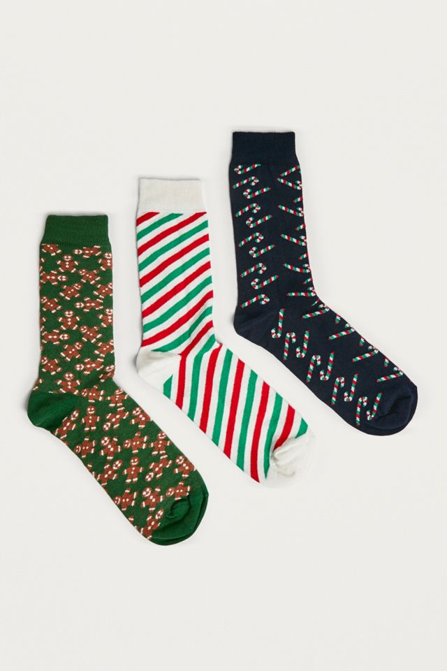 UO Gingerbread Christmas Socks 3Pack Urban Outfitters UK