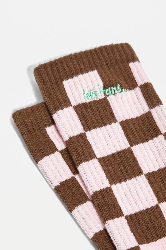 iets frans... Pink & Brown Checkerboard Socks #1
